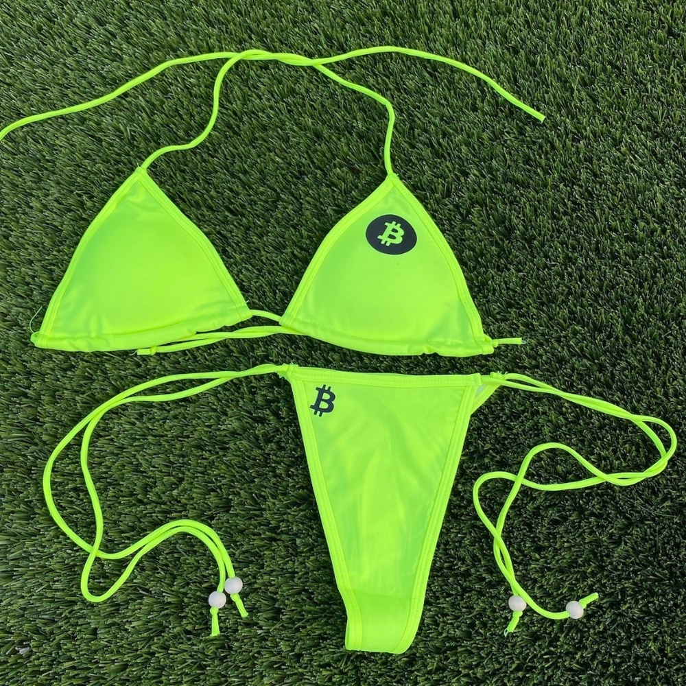 The Original Bitcoin Thong Bikini in Neon Green